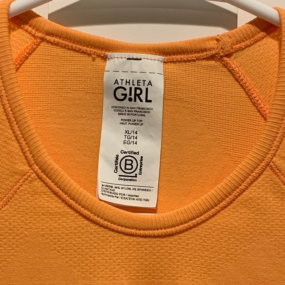NWT Orange Athleta Girl Power Up Seemless Top - Picture 3 of 4